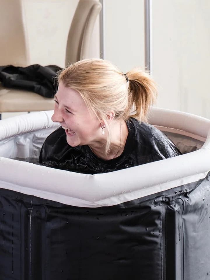 Guest taking part in a cold plunge experience
